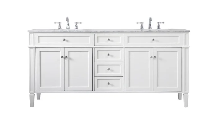 Elegant Furniture & Lighting – Park Avenue 72 inch double bathroom vanity in white – VF12572DWH