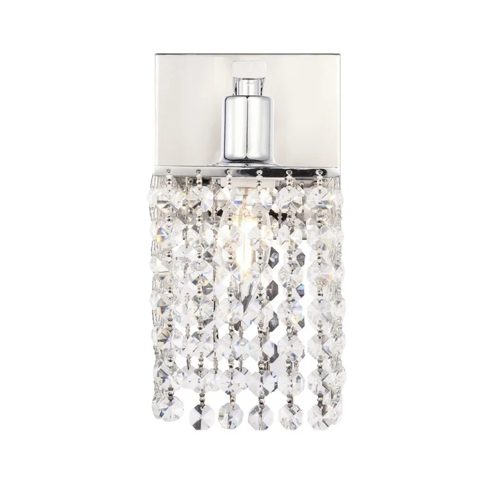 Elegant Furniture & Lighting – Phineas 1 light Chrome and Clear Crystals wall sconce – LD7007C
