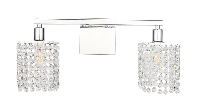 Elegant Furniture & Lighting – Phineas 2 light Chrome and Clear Crystals wall sconce – LD7009C