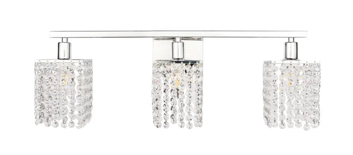 Elegant Furniture & Lighting – Phineas 3 light Chrome and Clear Crystals wall sconce – LD7011C