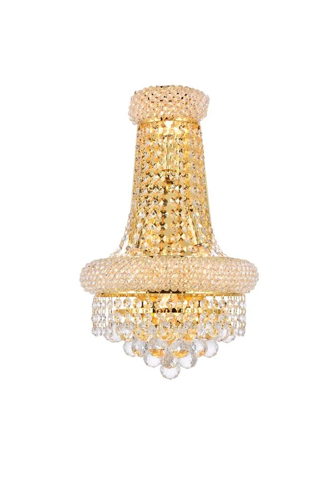 Elegant Furniture & Lighting – Primo 4 light Gold Wall Sconce Clear Royal Cut Crystal – V1800W12SG/RC