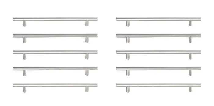 Elegant Furniture & Lighting – Quinn 7-9/16in Center to Center Brushed Nickel Bar Pull Multipack (set of 10) – PL400-7-NK-10PK