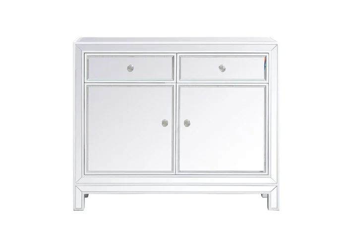 Elegant Furniture & Lighting – Reflexion 38 inch mirrored end table in white – MF72002WH