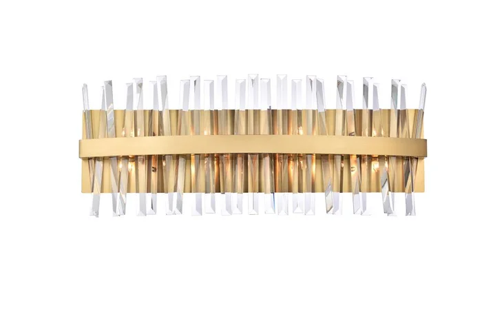 Elegant Furniture & Lighting – Serephina 30 inch crystal bath sconce in satin gold – 6200W30SG