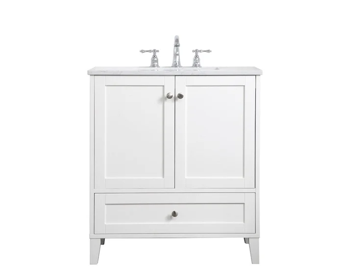 Elegant Furniture & Lighting – Sommerville 30 inch Single Bathroom Vanity in White – VF18030WH