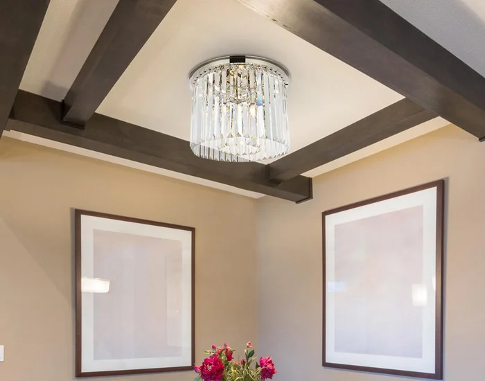 Elegant Furniture & Lighting – Sydney 6 light polished nickel Flush Mount Clear Royal Cut Crystal – 1238F20PN/RC
