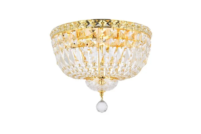 Elegant Furniture & Lighting – Tranquil 4 light Gold Flush Mount Clear Royal Cut Crystal – V2528F14G/RC
