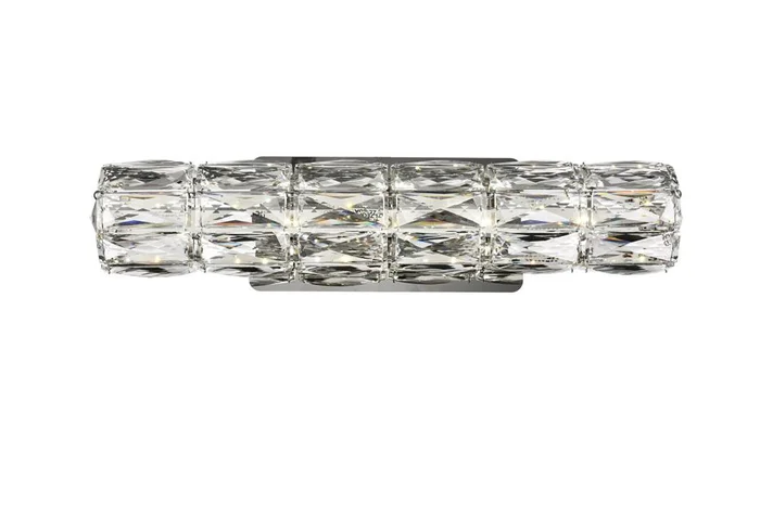 Elegant Furniture & Lighting – Valetta Integrated LED chip light Chrome Wall Sconce Clear Royal Cut Crystal – 3501W18C