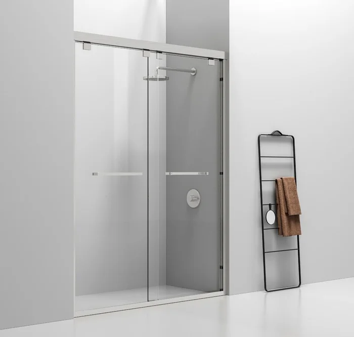 Elegant Furniture & Lighting – Warren Semi-frameless shower door 60 x 76 Brushed Nickel – SD303-6076BNK