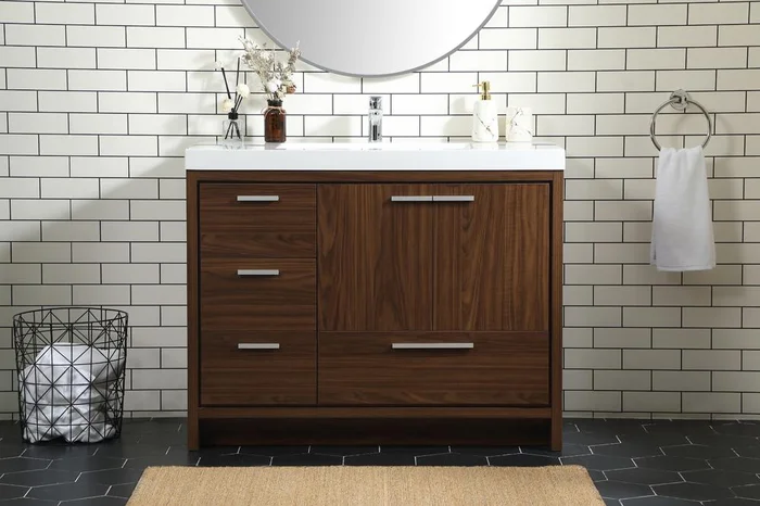 Elegant Furniture & Lighting – Wyatt 42 inch Single bathroom vanity in Walnut – VF46042MWT