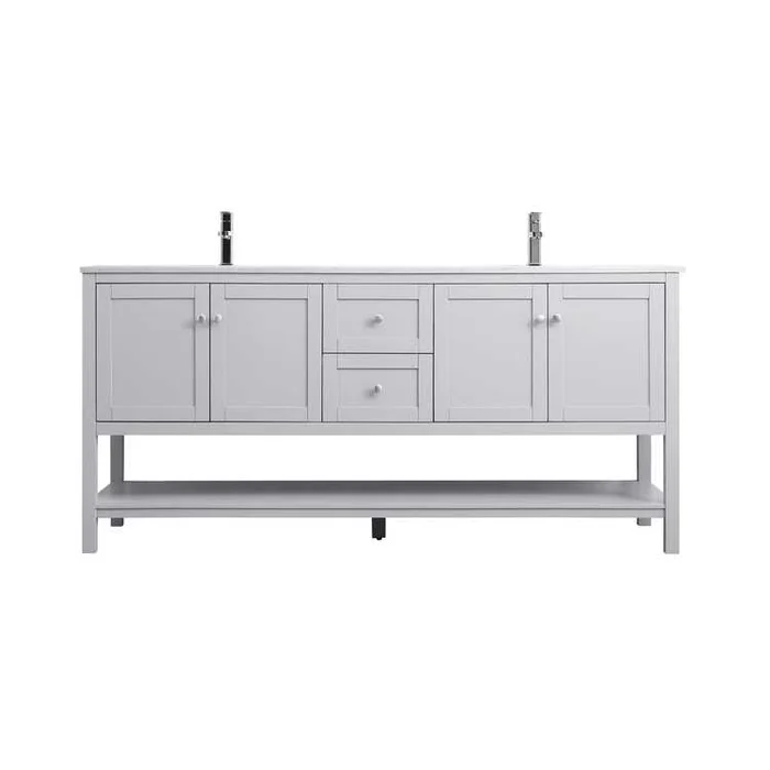 Elegant Lighting 72 Inch Double Bathroom Vanity In Grey