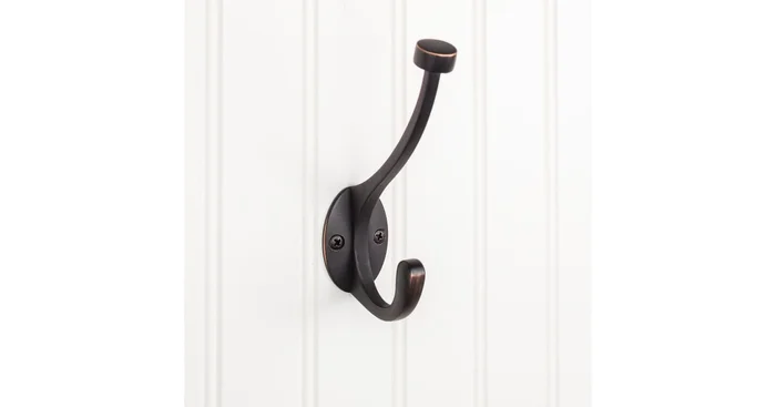 Elements Vintage 1-1/2″ Wide Double Prong Top Bottom Pilltop Bath Robe Towel Wall Utility Hook