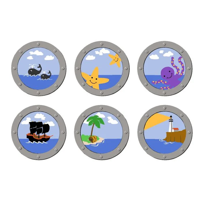 Elephants on the Wall Pirates Pirate Port Holes Paint by Number Wall Murals