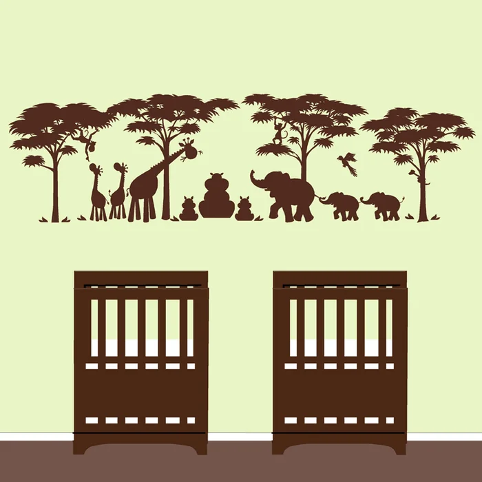 Elephants on the Wall Silhouettes Safari Twins Paint by Number Wall Murals