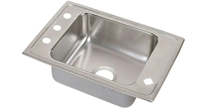 Elkay 25″ Single Basin Drop-In Stainless Steel Utility Sink with High-Arc Kitchen Faucet – Includes Bubbler and Drain