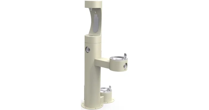 Elkay EZH2O Floor Mounted Outdoor Drinking Fountain, Pet Station, and Bottle Filling Station with Vandal Resistant Bubbler