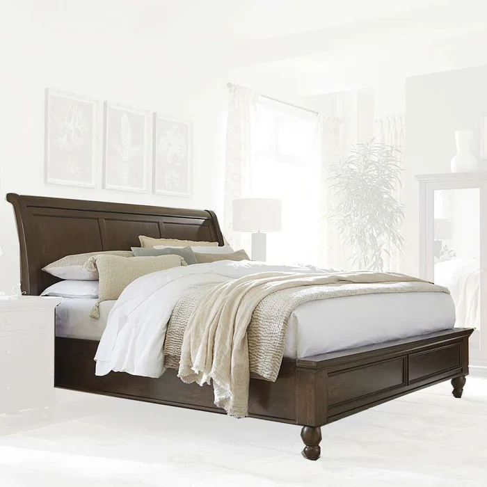 Emery Park – Cambridge King Non Storage Sleigh Bed in Classic Cherry Finish