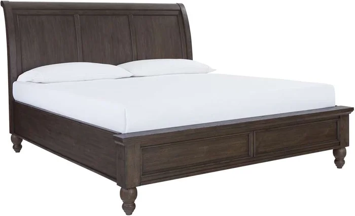 Emery Park – Cambridge Queen Non Storage Sleigh Bed in Cracked Pepper Finish