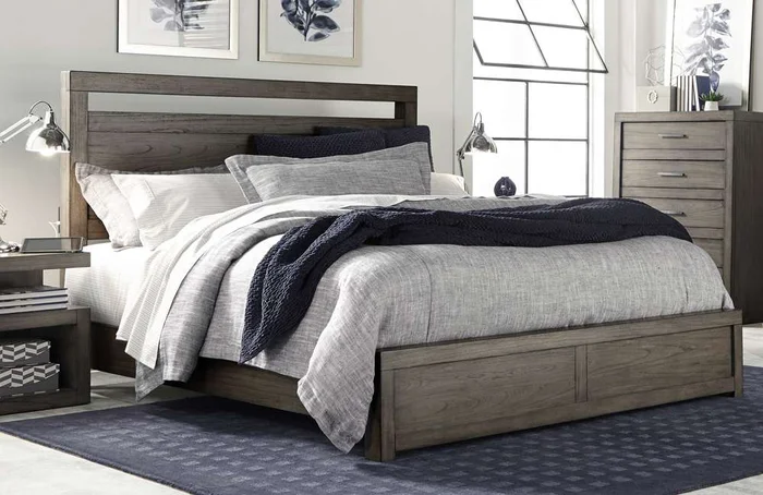 Emery Park – Modern Loft Cal King Panel Bed in Greystone Finish
