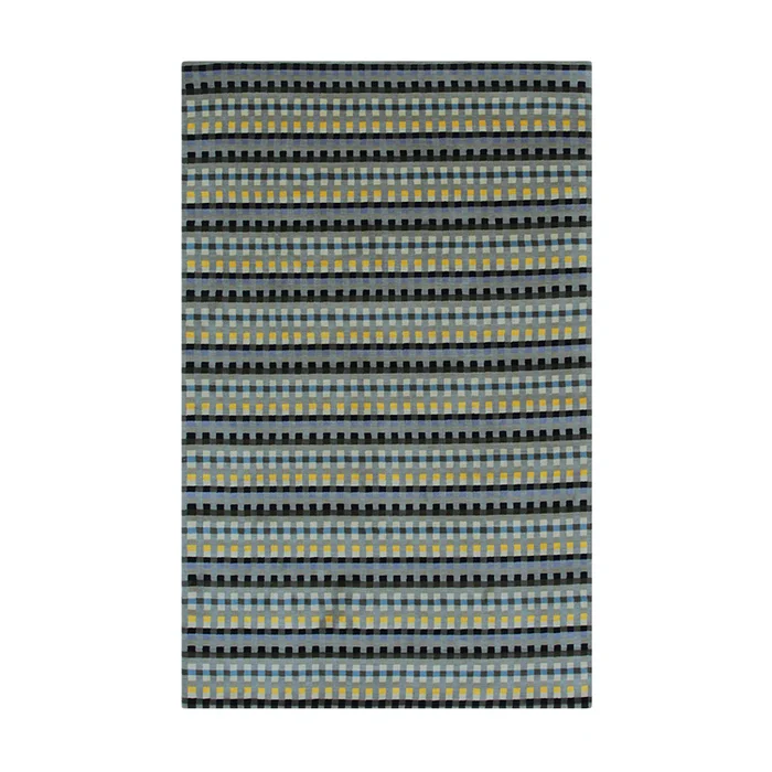 EORC Stripe/CHECKERED Hand Knotted Wool Modern Knotted Strpied Rug, 6′ x 9′