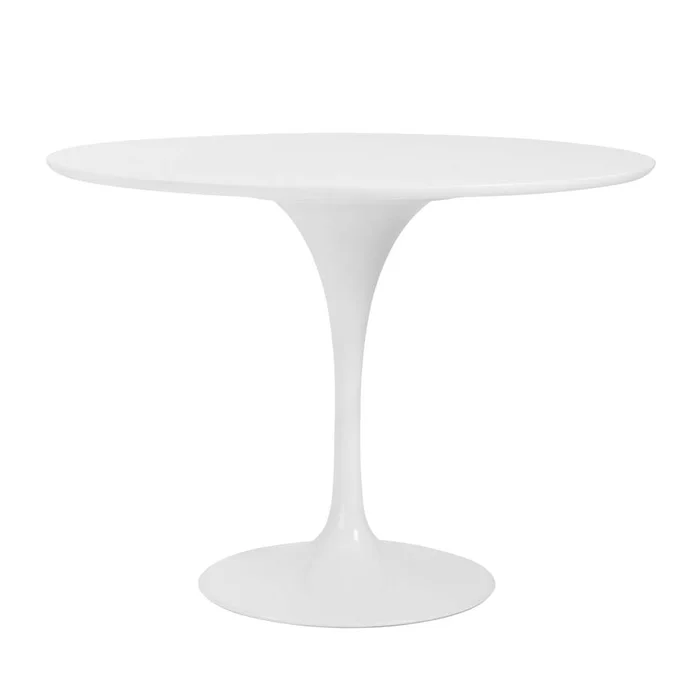 Euro Style – Astrid 40in Round Dining Table in Matte White Top with High Gloss White Tulip Base – 90264WHT-KIT