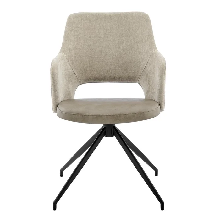 Euro Style – Darcie Faux Leather and Fabric Swivel Armchair, Ivory/Black – 30391-IVRY