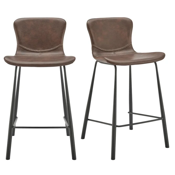 Euro Style – Melody Faux Leather Counter Stools, Brown – Set of 2 – 30512BRN