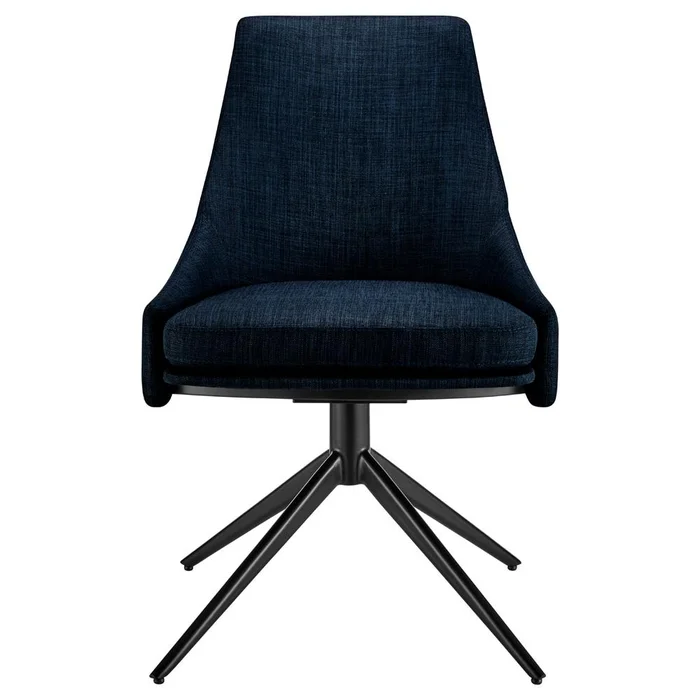 Euro Style – Signa Fabric Swivel Side Chair, Blue/Black – 38996-BLU