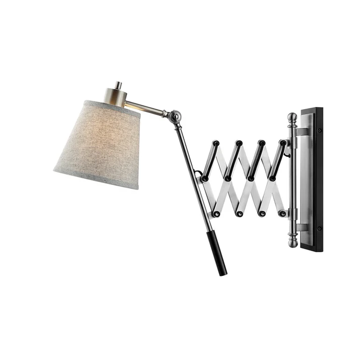 Extendable Wall Lamp Black/L.Grey Shade E27 40W – Lite Source