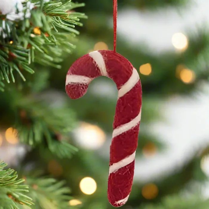 Felted Candy Cane Ornament