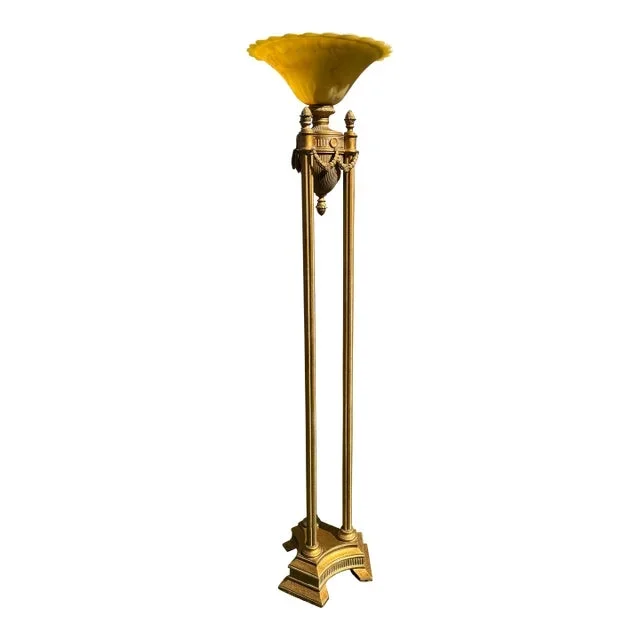 Fine Art Lamps Torchiere Floor Lamp Neoclassical Greek/Roman Columns With Artichokes