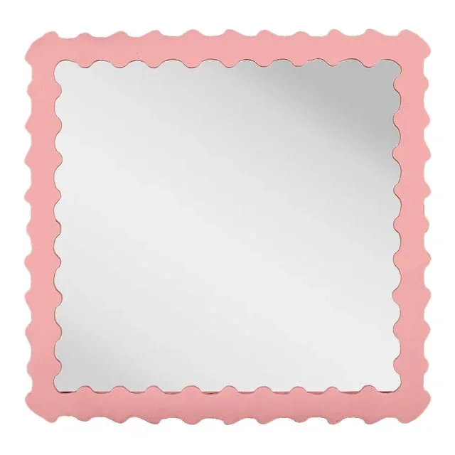 Fleur Home Audubon Bamboo Square Mirror in Pink Punch, 48×48