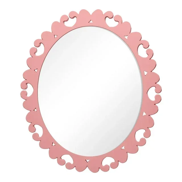 Fleur Home Garden District Satsuma Oval Mirror in Pink Punch, 32×37