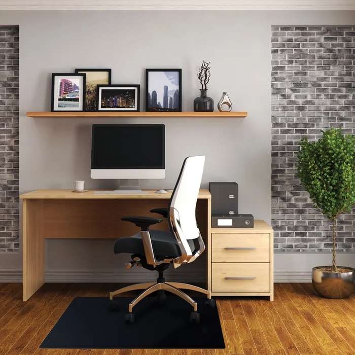 Floortex Advantagemat Black Vinyl Rectangular Chair Mat for Hard Floor – 48″ x 60″