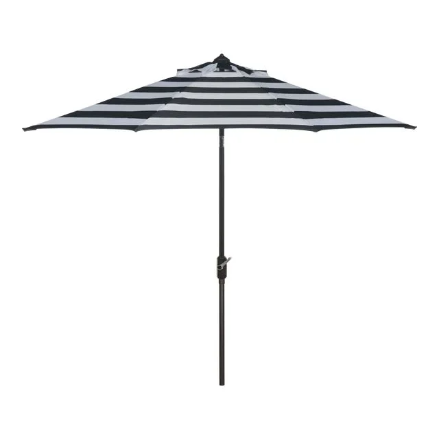 Florrie Resistant Fashion Line 9 Ft Auto Tilt Umbrella in Black & White