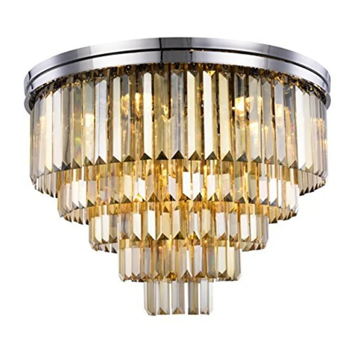 Flush Mount Light Fixtures Polished Nickel Golden Teak Crystal – Elegant Furniture