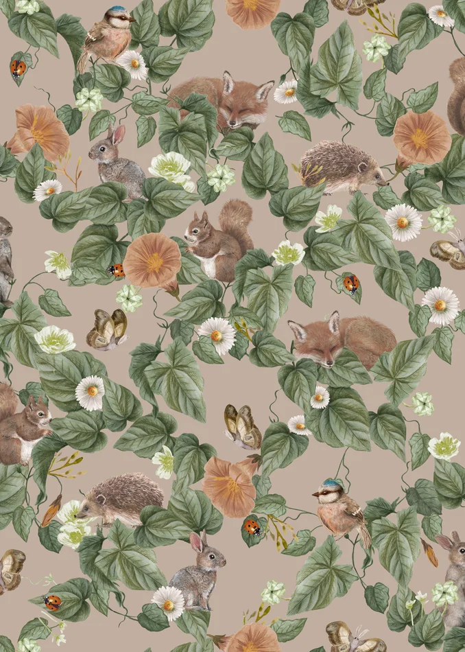 Forest Lullaby Nursery Wallpaper – Dusty Rose
