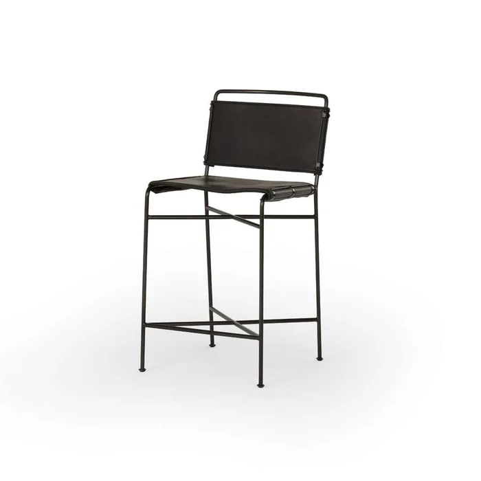 Four Hands – Wharton Counter Stool – Distressed Black – 105861-025