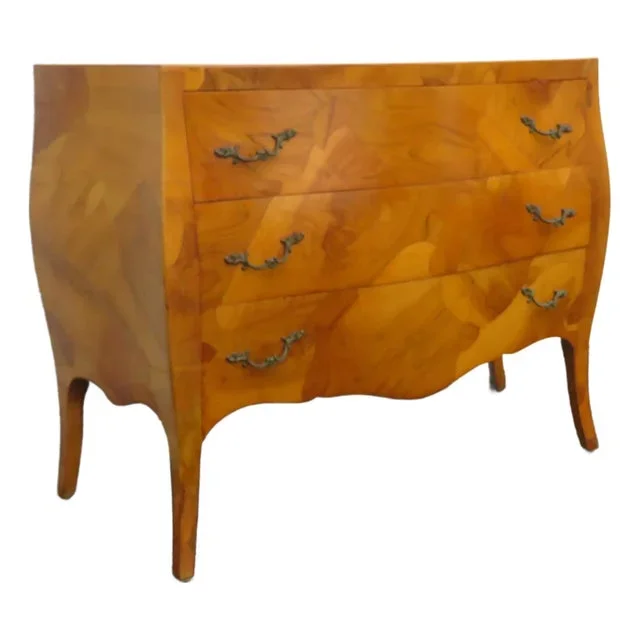 French Bombay Serpentine Inlay Commode Dresser Bathroom Vanity 5741