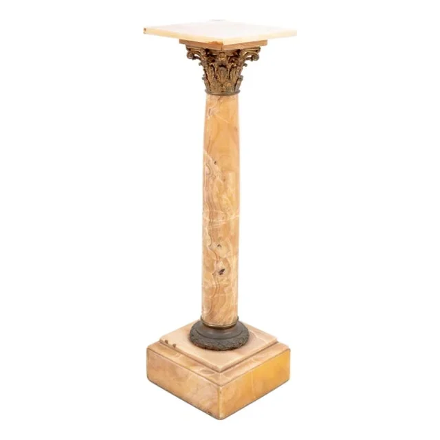 French Gilt Metal and Alabaster Pedestal
