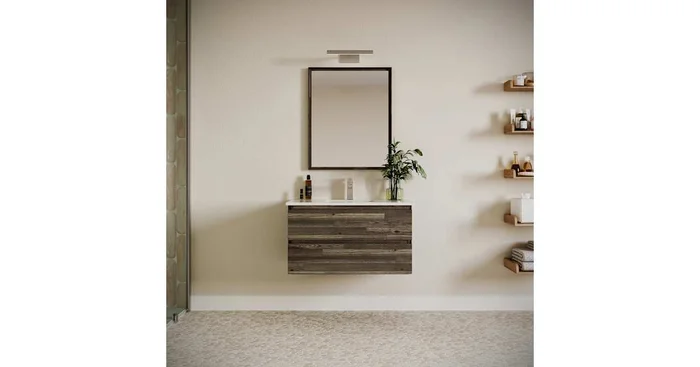 Fresca Formosa 36″ Wall Mounted Single Basin Vanity Set with Cabinet, Quartz Vanity Top, and Framed Mirror