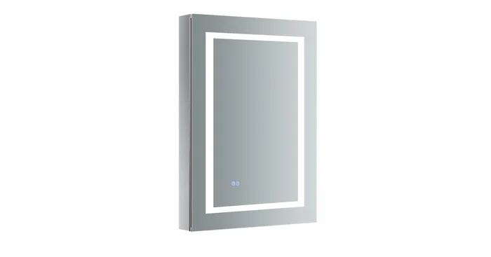 Fresca Spazio 24″ x 36″ Lighted Frameless Medicine Cabinet with 4 Shelves and Defogger – Right Swing Door
