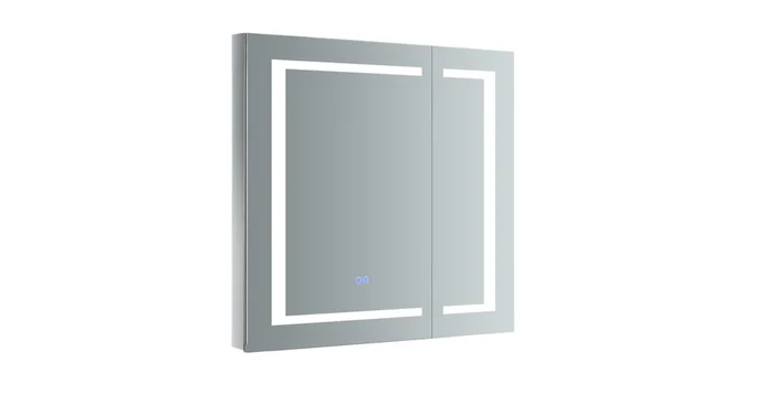 Fresca Spazio 30″ x 30″ Lighted Frameless Medicine Cabinet with 3 Shelves and Defogger