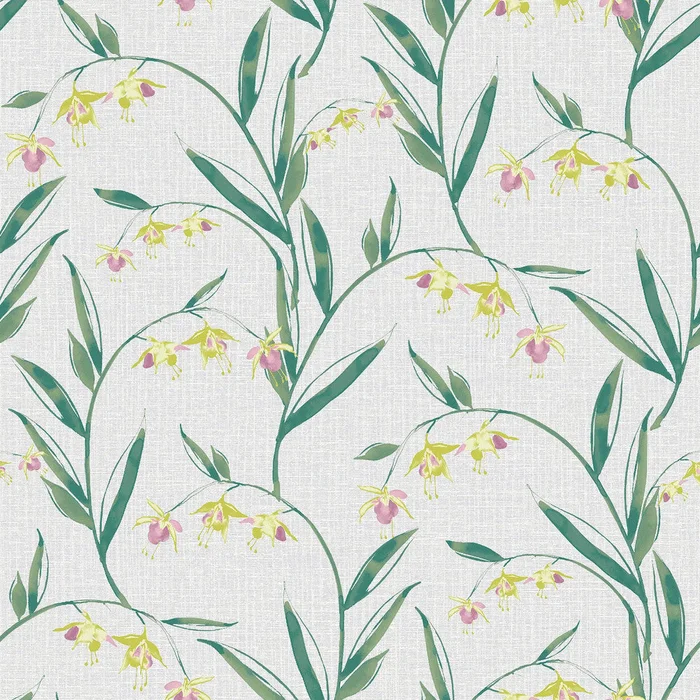 Fulwell Fuchsia Wallpaper – Pale Slate Grey