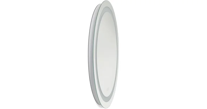 Generation Lighting Mera 30″ Diameter Circular Flat Frameless Wall Mounted Bathroom Mirror with Lighting