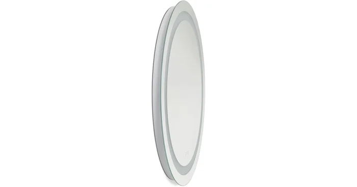 Generation Lighting Mera 36″ Diameter Circular Flat Frameless Wall Mounted Bathroom Mirror with Lighting