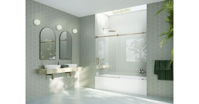 Glass Warehouse Astro 60″ High x 72″ Wide Sliding Frameless Tub Door with Clear Glass