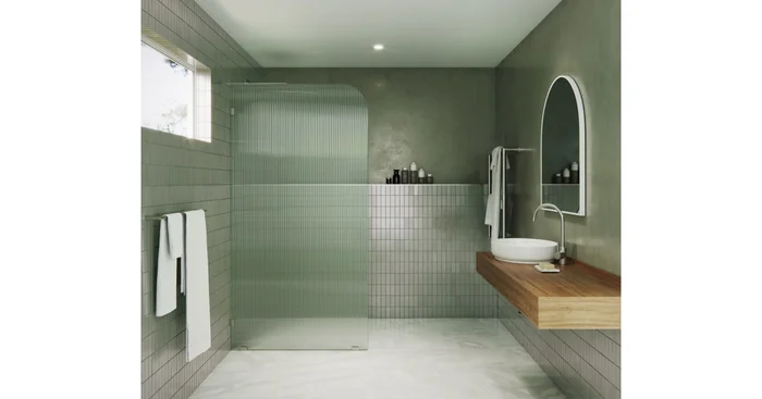 Glass Warehouse Aurora 78″ High x 40″ Wide Shower Screen Frameless Shower Door with Ribbed Glass – Left Handed