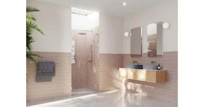 Glass Warehouse Stellar 78″ High x 36-1/4″ Wide Hinged Frameless Shower Door with Clear Glass