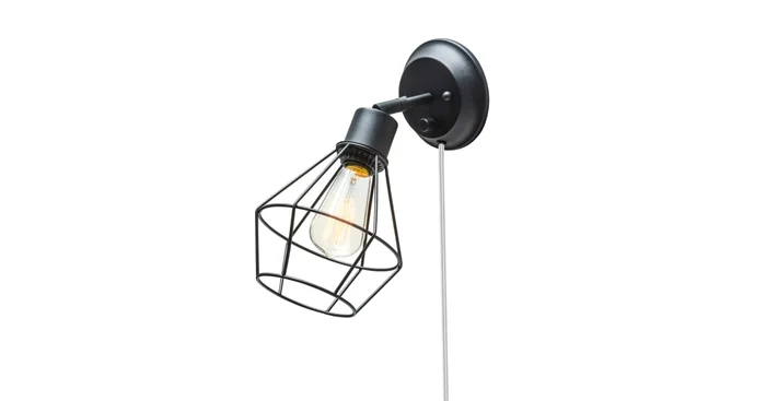 Globe Electric 1 Light Wall Sconce with Black Metal Shade – Adjustable – Canopy On / Off Switch – ADA Compliant